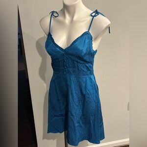 Zara Blue Pebble-Effect Slip Mini Dress